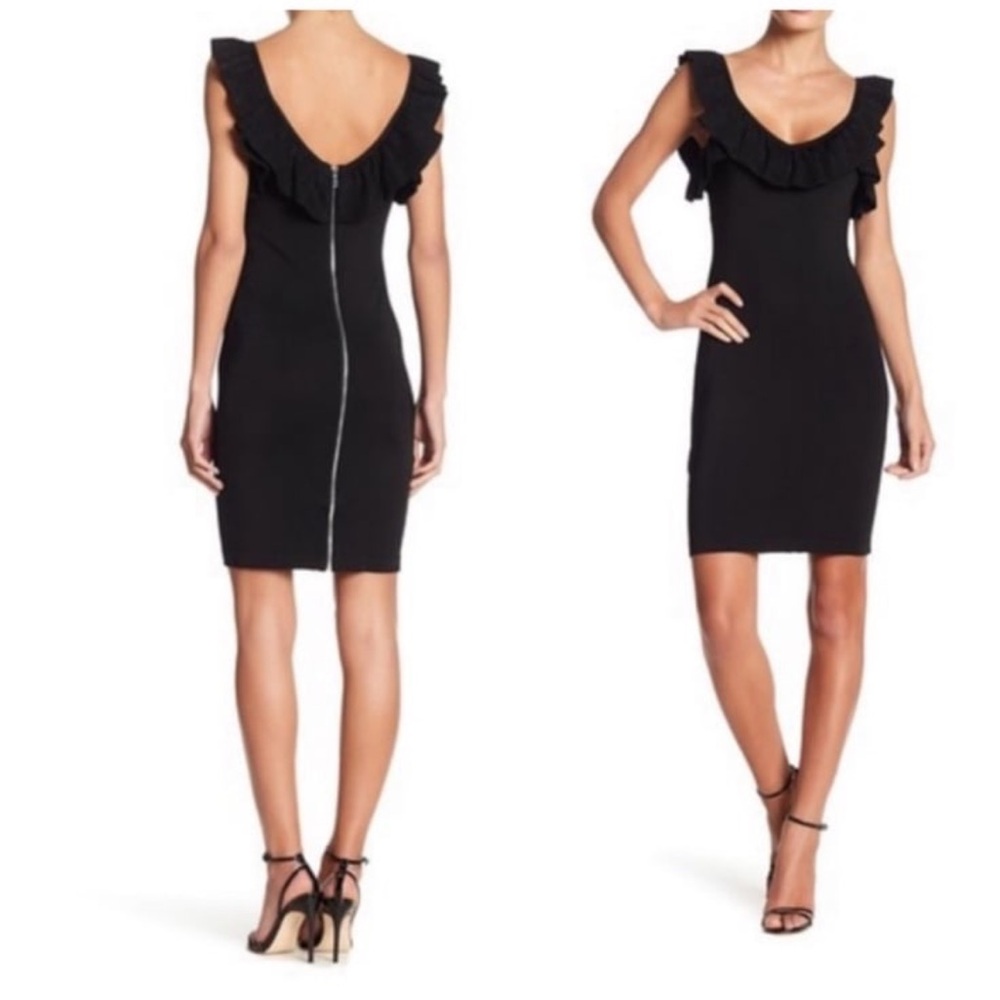 Bebe Bodycon Black Ruffle Dress - Picture 2 of 6